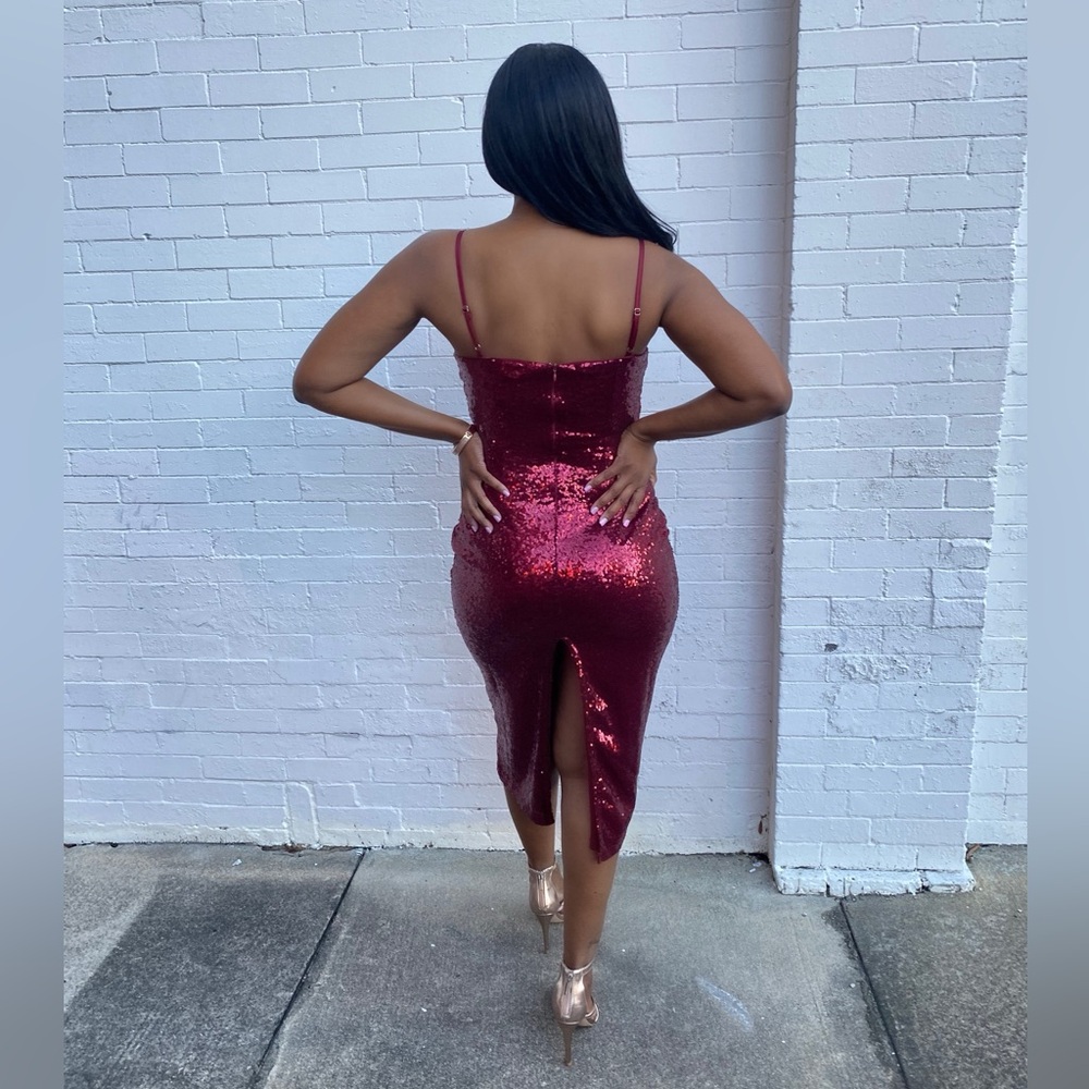 “Ruby Red” Sequined Midi - Picture 3 of 4
